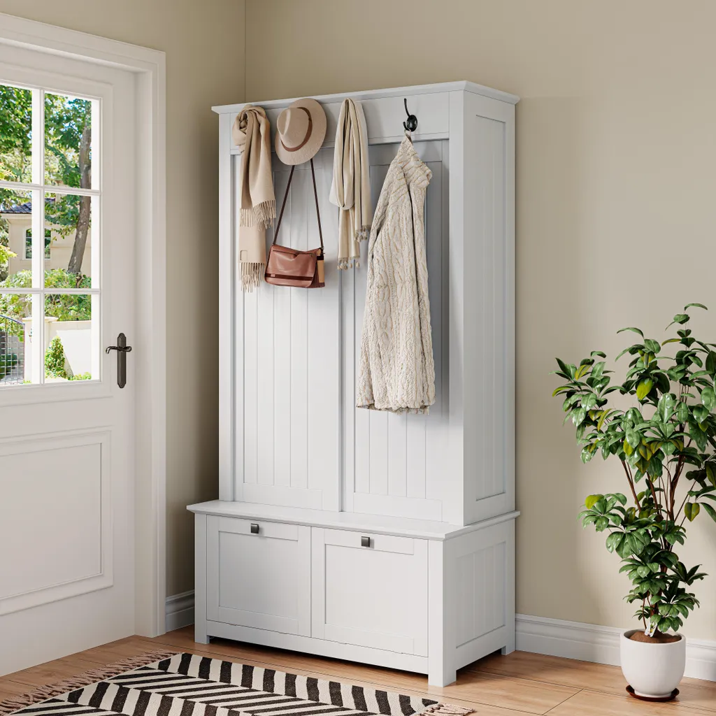 Vestiaire d'Entrée Complet : Armoire à Chaussures et Portant Multiusage