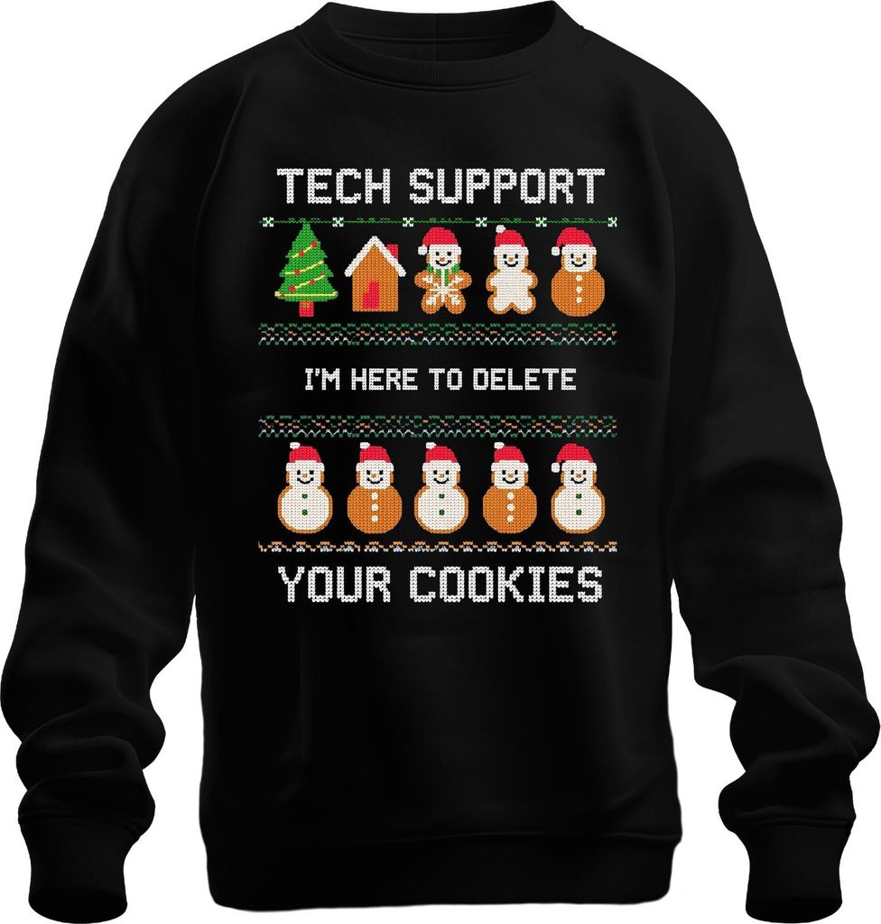 TECH SUPPORT I'M HERE TO DELETE Weihnachten IT Admin Geek Nerd Uni Sweatshirt Pullover, Schwarz, XL