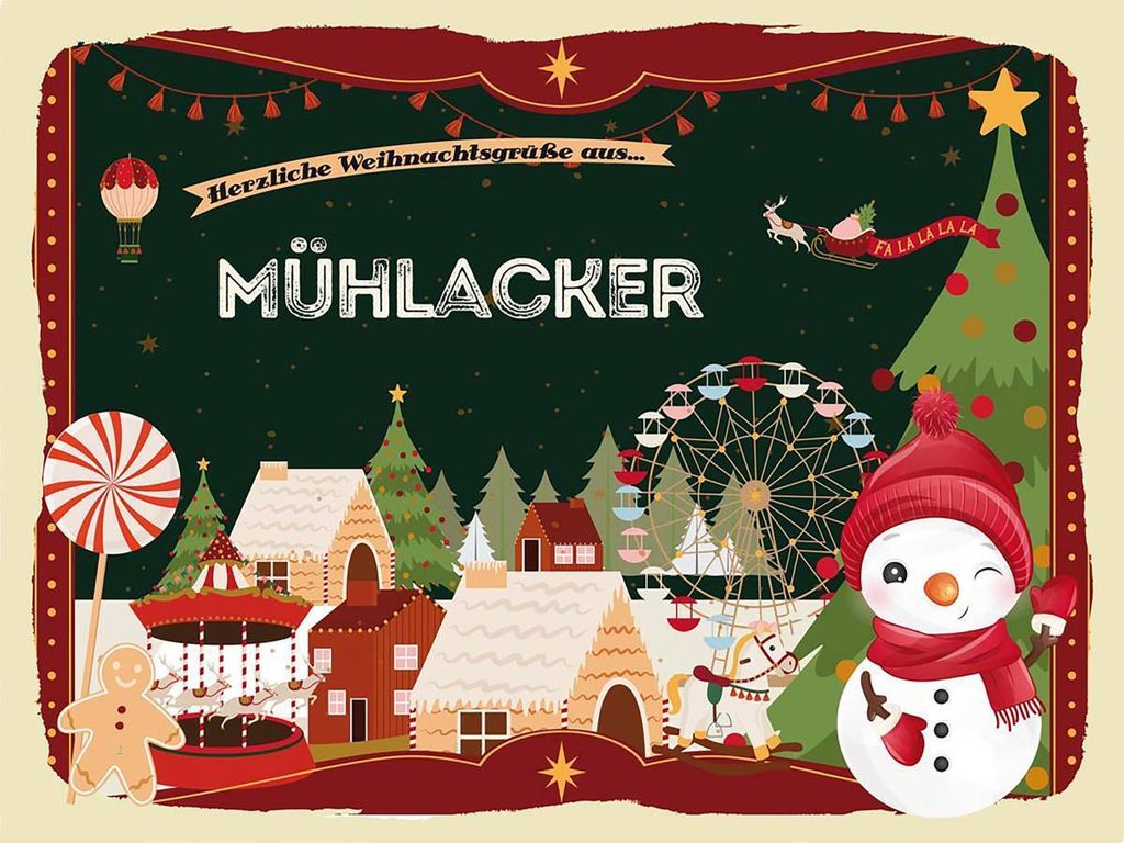 vianmo Holzschild 30x40 cm Weihnachtsgrüße aus Mühlacker Weihnachten