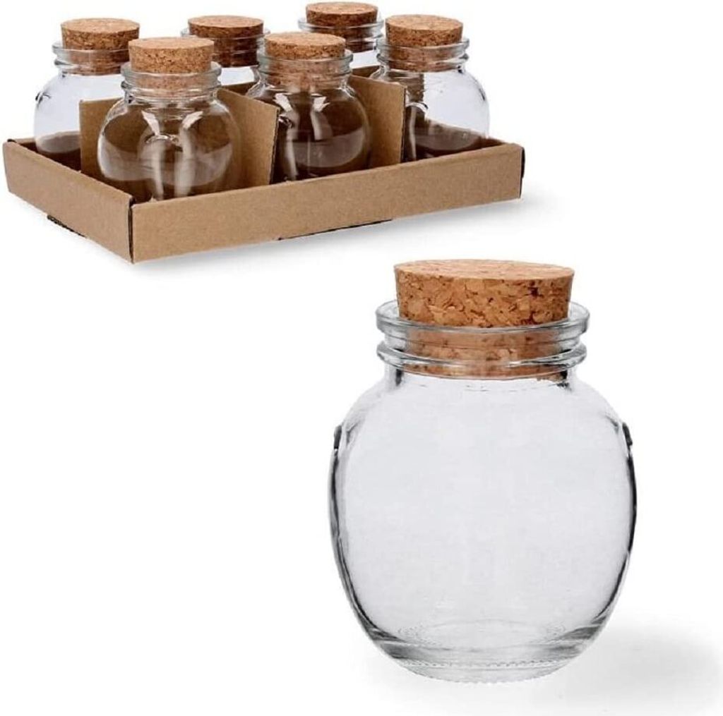 6 x Weck Einmachgläser 100 ml mit Korken Aufbewahrung für Lebensmittel Set Einmachgläser Einmachglas Vorratsglas Vorratsdose