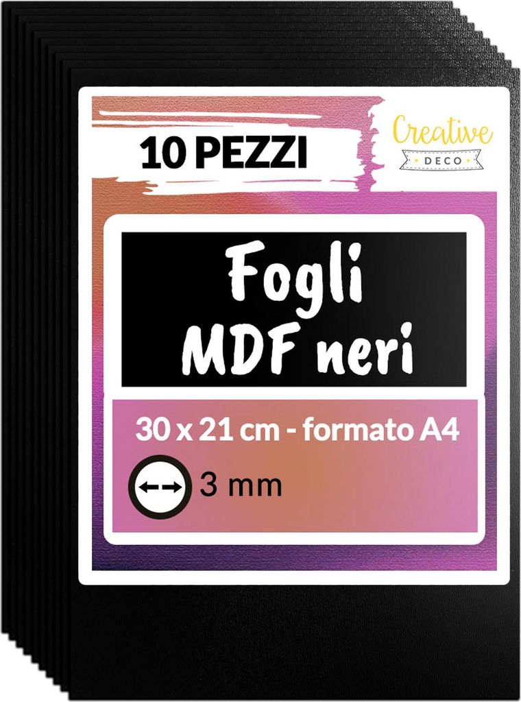 Creative Deco 10 x A4 Compensato Pannelli Legno Nero 3mm | Immagine del prodotto 