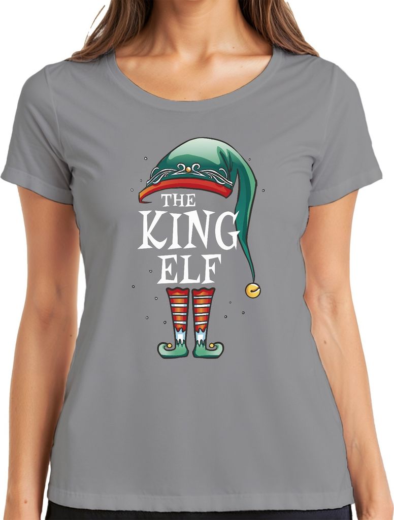 King Elf Weihnachten Partnerkostüm - Weihnachten Weihnachtsgeschenk Christmas Damen T-Shirt, Grau, 3XL