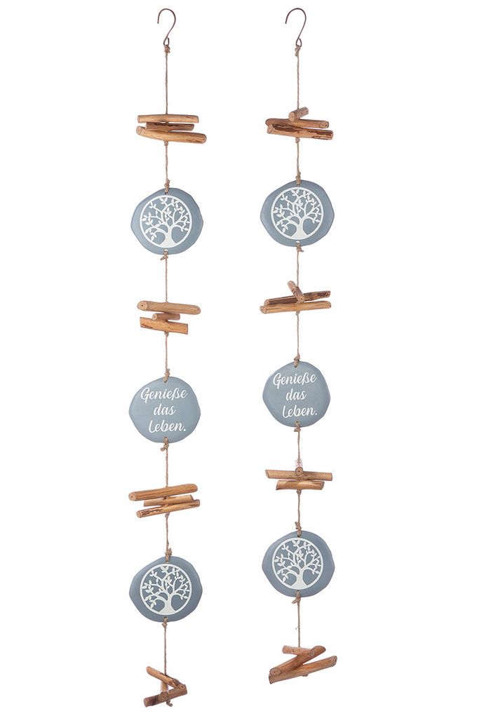 Gilde Girlande, "Lebensbaum", Spruch, Kunstharz, grau, L. 1 cm, B. 10 cm, H. 88 cm 50547 4063387505472 2 Stück (2-fach sortiert)