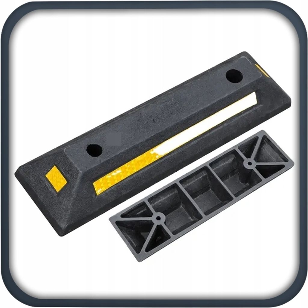 2x Parkplatzbegrenzung Gummi - Radstopper 53,5cm Mit Reflektor Für Garage