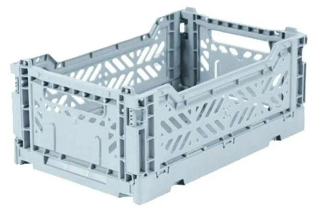 Caisse pliante Ay-Kasa bleu clair en plastique robuste et empilable