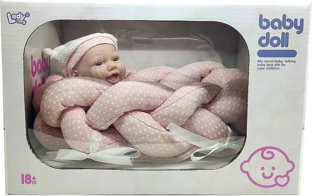 Poupon Bébé réaliste 25cm avec accessoires dodo et biberon de jeu rose