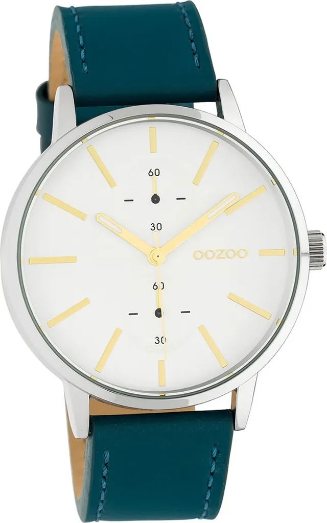 Montre analogique bleue Oozoo C10587 avec un cadran épuré argenté