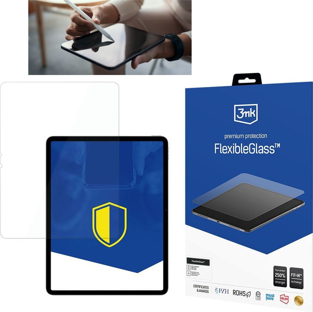 Unzerbrechliches Hybridglas für Apple iPad Pro 13" - up to 13", dünn, kratzfest, 0,3 mm dick - FlexibleGlass 3mk
