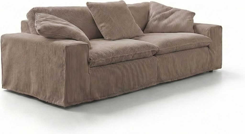 KAWOLA Sofa NETTA 4-Sitzer Bezug abziehbar Cord taupe