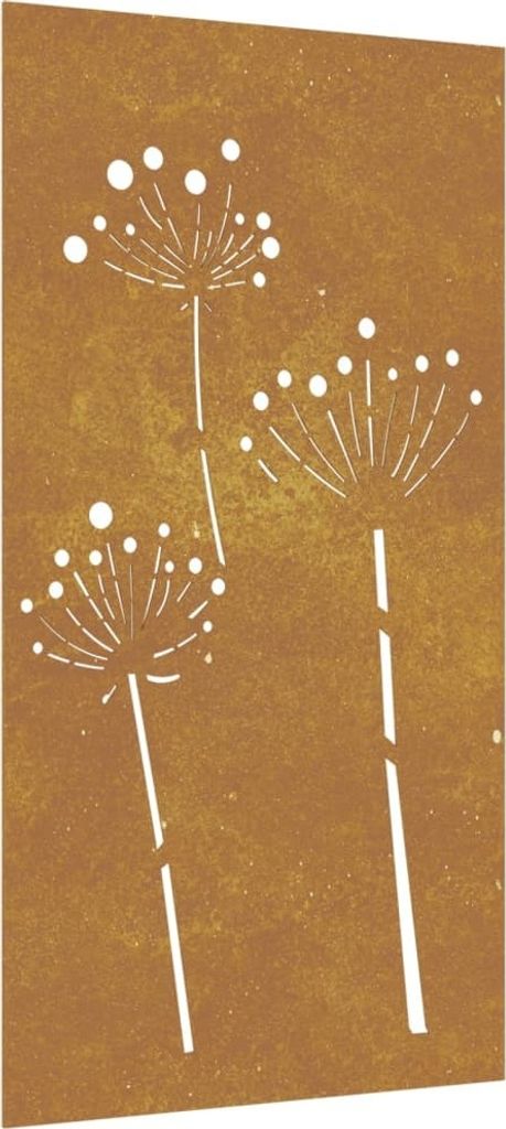 Garten-Wanddeko 105x55 cm Cortenstahl Blumen-Design