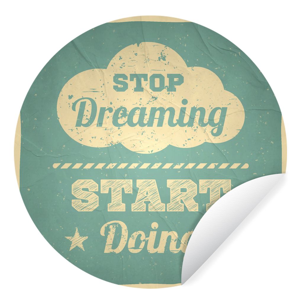 MuchoWow Runde Wandtattoo - Wandsticker Tapete Aufkleber Zitate - 'Hör auf zu träumen, fang an zu handeln' - Sprichwörter Ø 50 cm Selbstklebe...