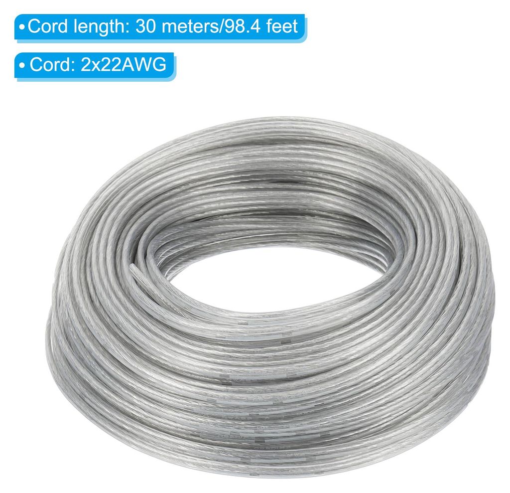 98,4 Fu? 22/2 PVC-ummanteltes Kupferkabel, 300V Weiches Lautsprecherkabel Isoliert Hitzebest?ndiges Elektronisches Flexibles Kabel fš¹r LED-Licht...