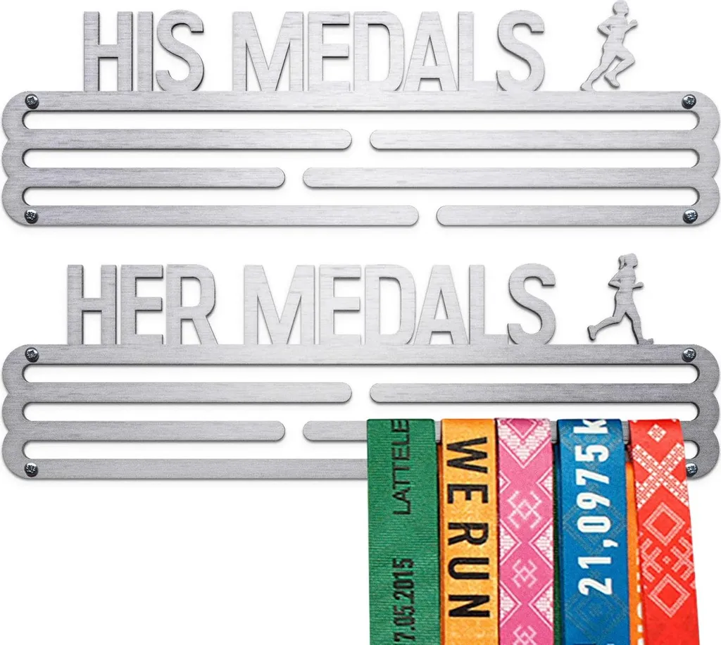 Porte-médailles HIS & HER MEDALS en acier inox pour 60 médailles