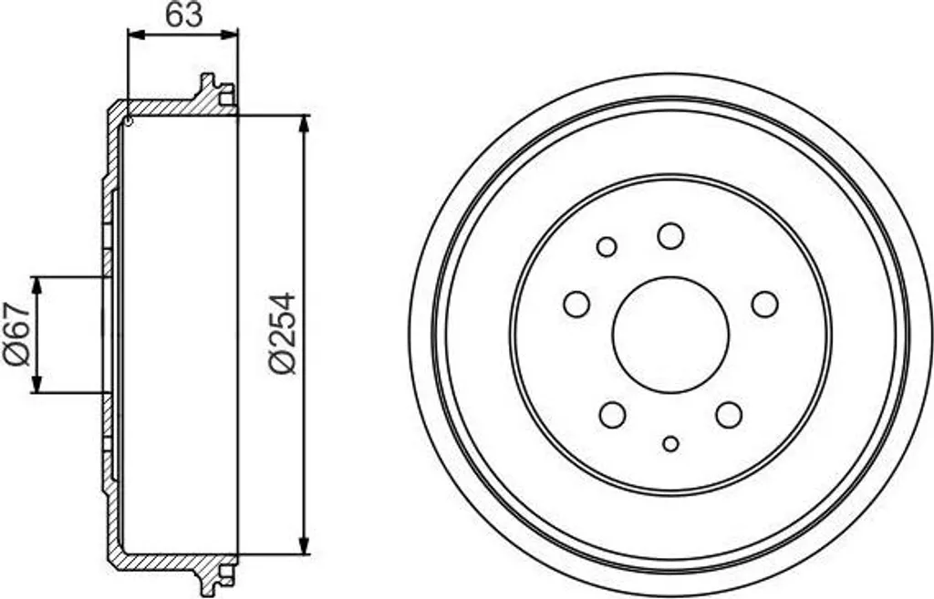 Tambour de Frein Arrière Haute Qualité pour Toyota et VW Taro 254mm Bosch