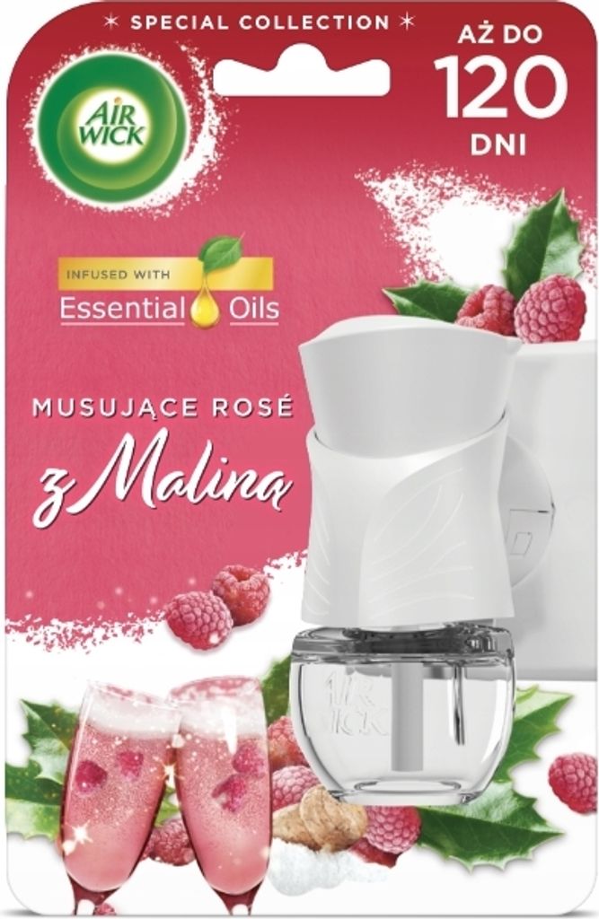 Air Wick Elektrischer Duftspender mit Nachfüllung Prickelnde Rose & Himbeere, 19 ml