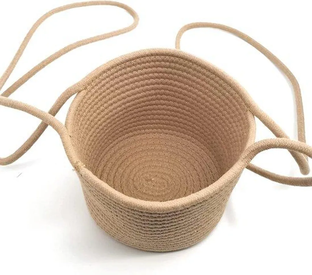 Panier mural bohème en macramé et jonc de mer - Ø 20 cm style artisanal