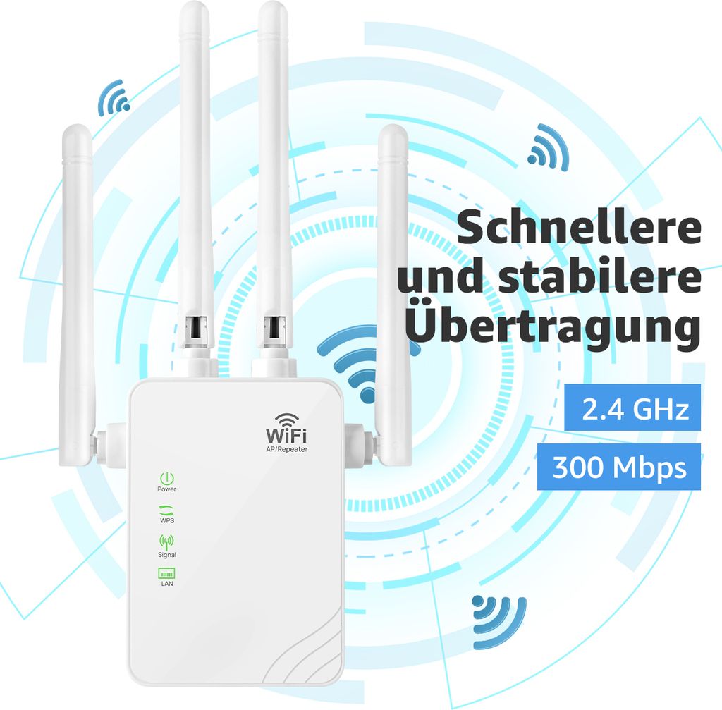 7MAGIC WLAN Repeater Verstärker 300Mbit/s 2,4 GHz bis zu Produktbild