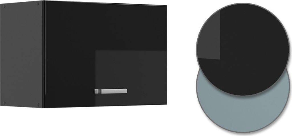 Hängeschrank Vicco R-Line Schwarz Hochglanz 60 cm Flach, Produktbild 