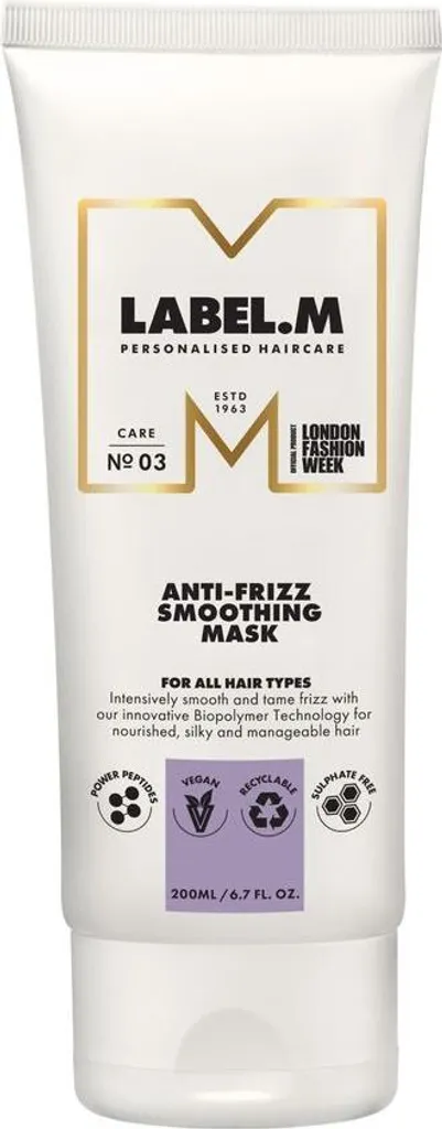 Masque Cheveux Anti-Frizz Label.M 200 ml pour un Lissage Facile et Rapide