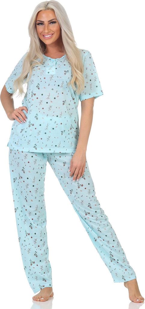Damen Pyjama zweiteiliger Schlafanzug Pyjama-Set, Grün/XL/42