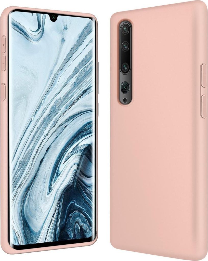 Conie TPU Schutzhülle für Xiaomi Mi Note 10 / Note 10 Pro Tasche Case Cover Bumper Silikon Mikrofaser Inlay Hülle in Rosa matt