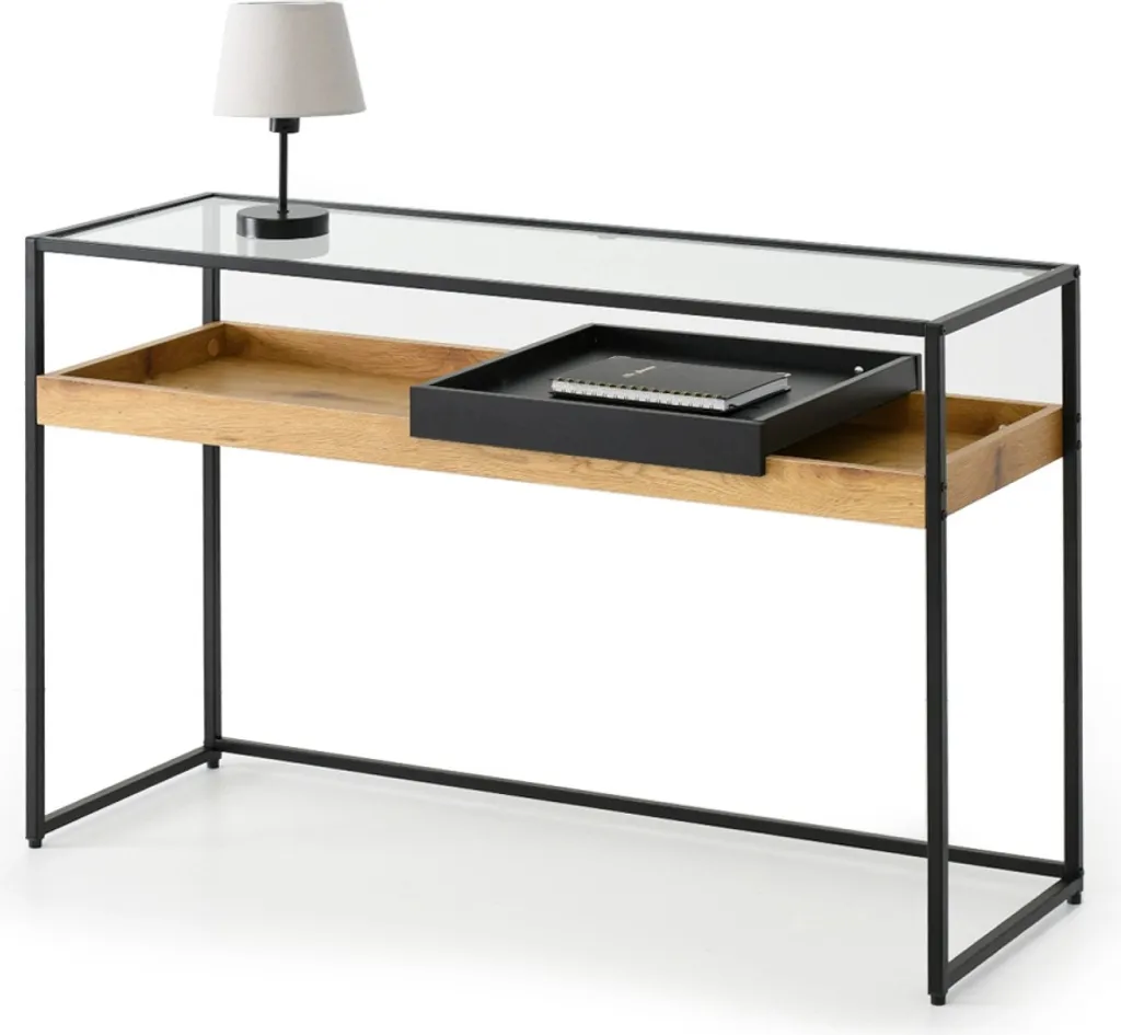 Tavolo consolle con prolunga ADIN - rovere / nero