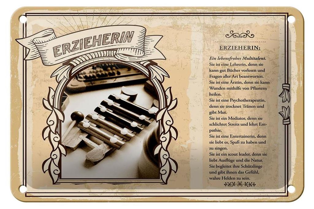Blechschild Berufe 18x12cm Erzieherin Lehrerin Bücher Produktbild 