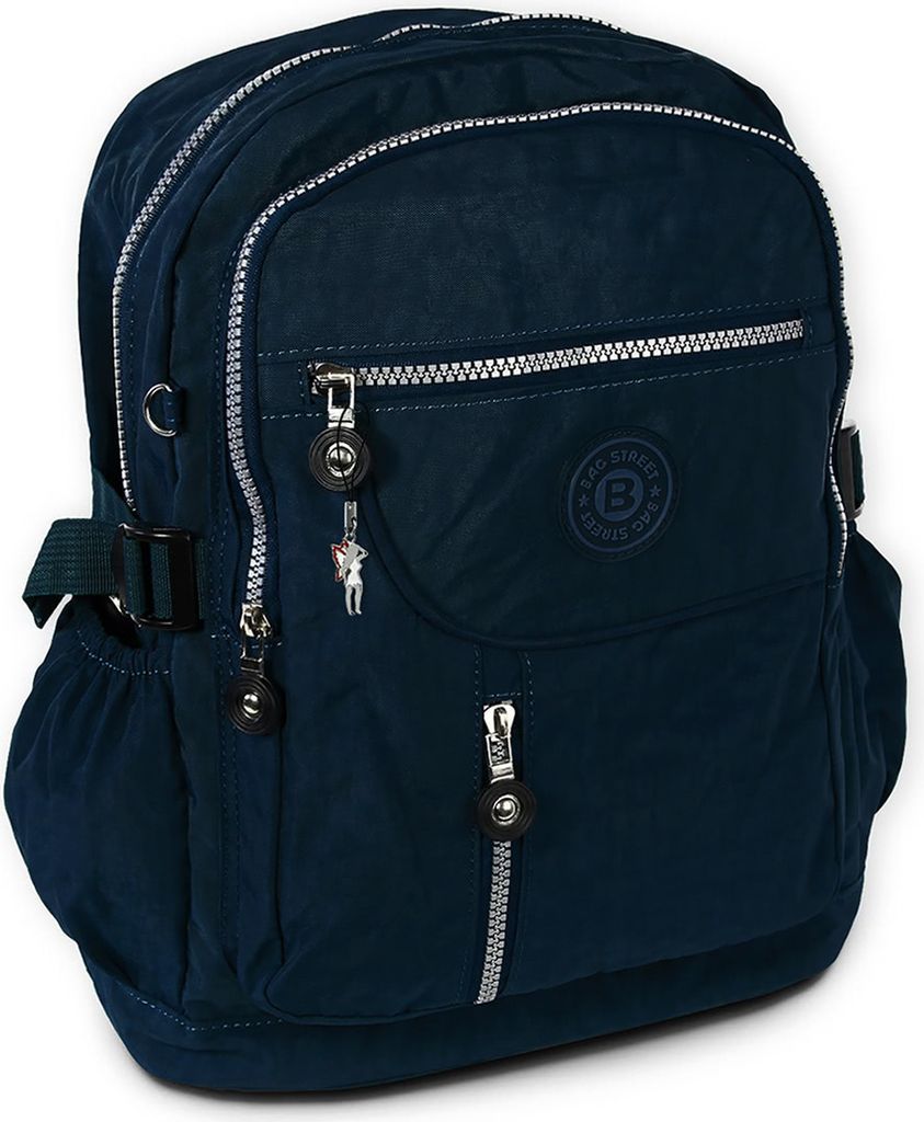 Bag Street Nylon Rucksack Sporttasche navy 30x18x38 - inkl. Feeanhänger D2OTJ604B