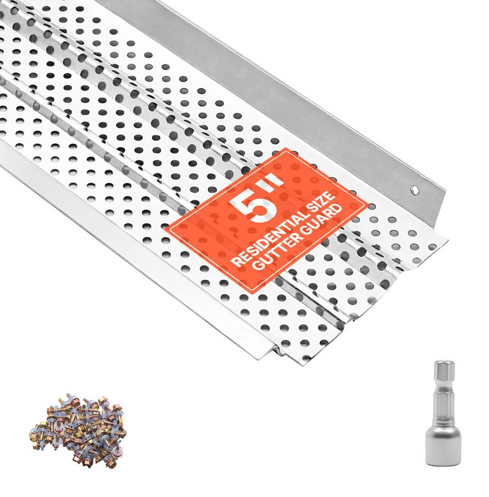 VEVOR 8 Stk. Dachrinnenschutz 127 mm, Laubfangstreifen aus Aluminium mit 4mm Löchern, Zuschneidbarer Dachrinnenlaubschutz mit 9,75 m Gesamtlänge,...