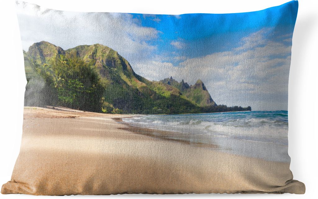 MuchoWow Outdoor Kissen - Strand - Tropisch - Hawaii - 60x40 cm - Wetterfest - Lounge Kissen - Zierkissen - Kissen für Innenräume