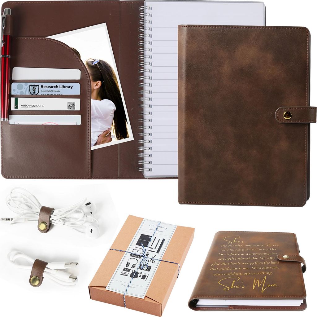 Personalisierbares Leder Journal A5, Nachfš¹llbares Vintage Tagebuch fš¹r M?nner und Frauen, 5.9x8.4", Mit 2 Leder Kabelclips