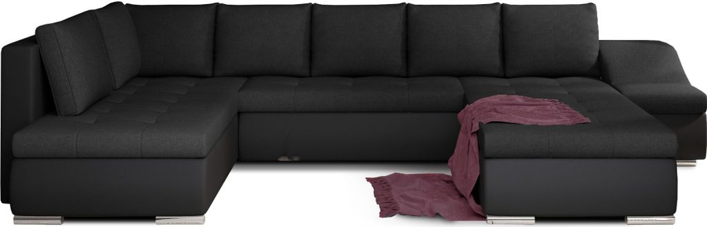 Wohnlandschaft mit Bettfunktion Polstergarnitur Ecksofa mit Schlaffunktion und Bettkasten Couch für Wohnzimmer Schlafsofa Sofagarnitur Sofa Eckcou...