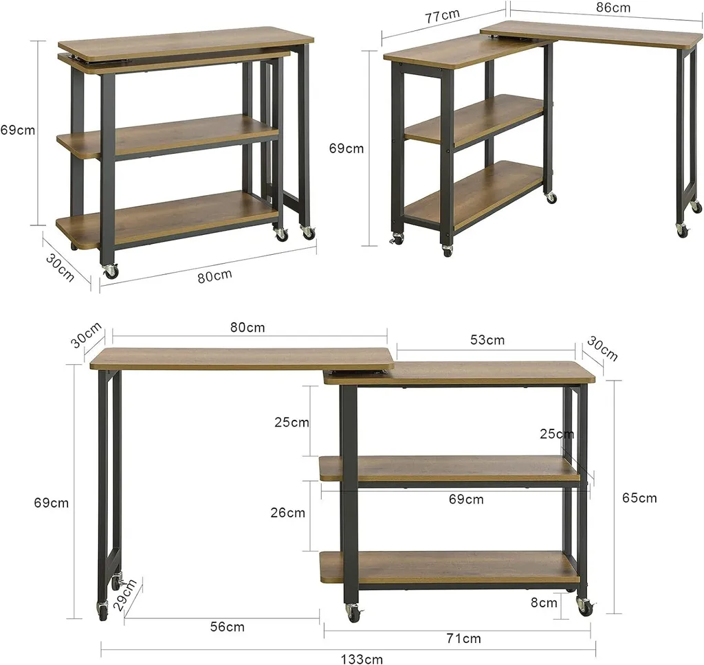 Table console modulable gain de place table pivotante mobile pour entrée - 3