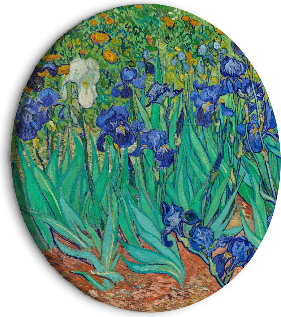 Tela Rotonda 40x40 cm Van Gogh Iris - Decorazione Parete Moderna l-G-10006