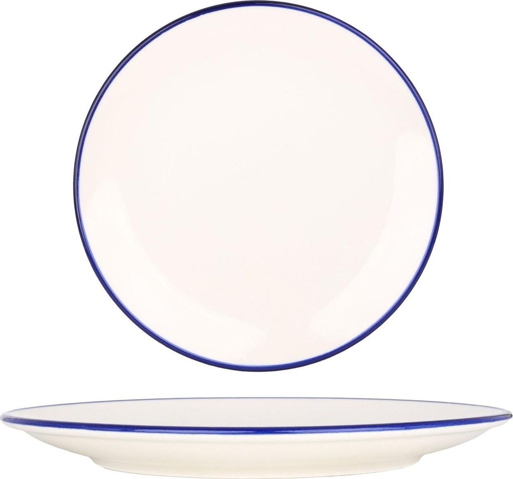 Piatto da dessert Rinart - Bordo blu - porcellana - 23 cm Immagine del prodotto 