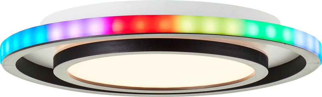 BRILLIANT moderne LED Deckenlampe - Deckenleuchte mit RGB Backlight Farbwechsel und Nachtlicht - Lichtfarbe per Fernbedienung einstellbar - 30 cm D...