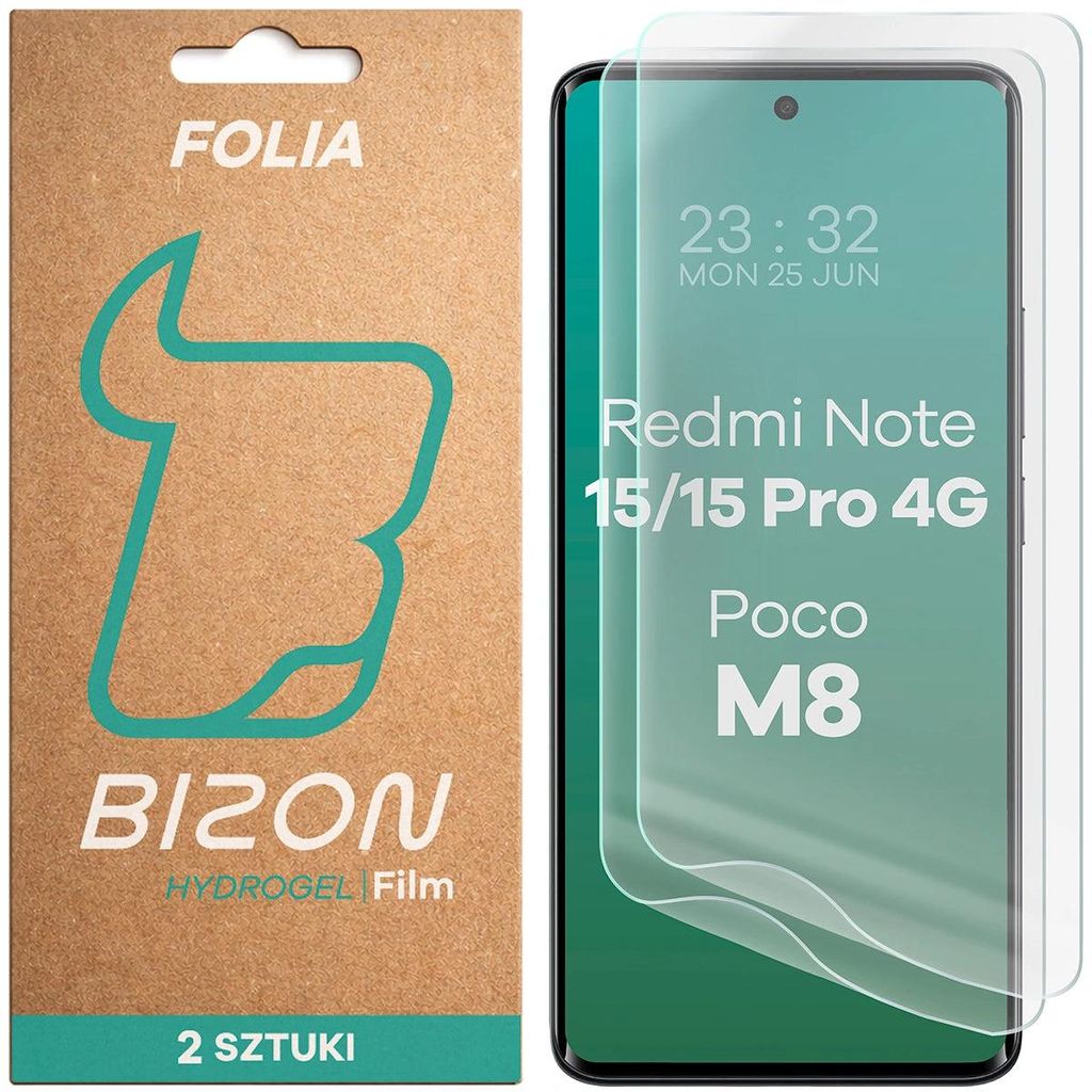 2x Hydrogel Folie für den Bildschirm für Xiaomi Redmi Note 15 / 15 Pro 4G / POCO M8 5G, Bizon Film Hydrogel Front Duo