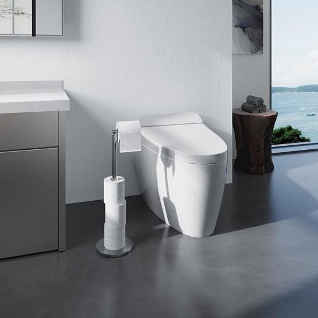 Toilettenpapierhalter, stehend, Edelstahl 304, gebürstet, mit robustem Standfuß, rostfrei, zur Aufbewahrung im Badezimmer