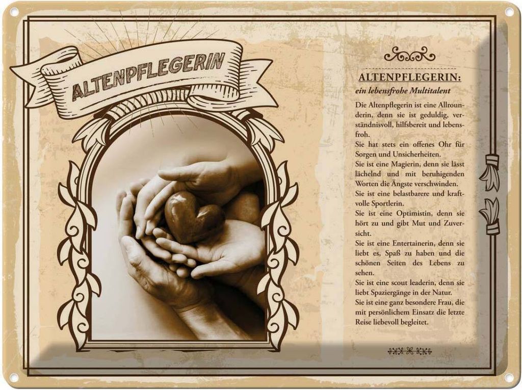 vianmo Blechschild 30x40 cm Altenpflegerin lebensfrohe Talent Beruf Arbeit