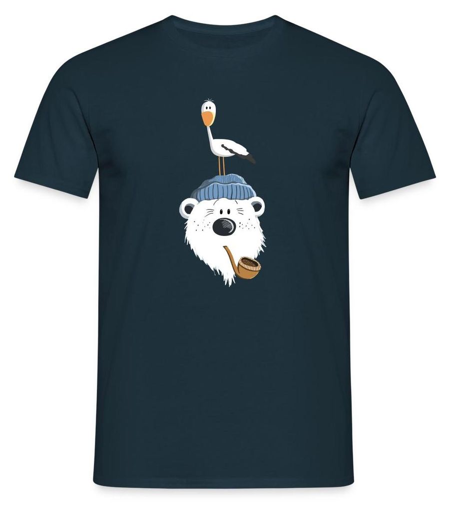 Spreadshirt Bär Mit Möwe Nordsee Männer T-Shirt, XXL, Navy