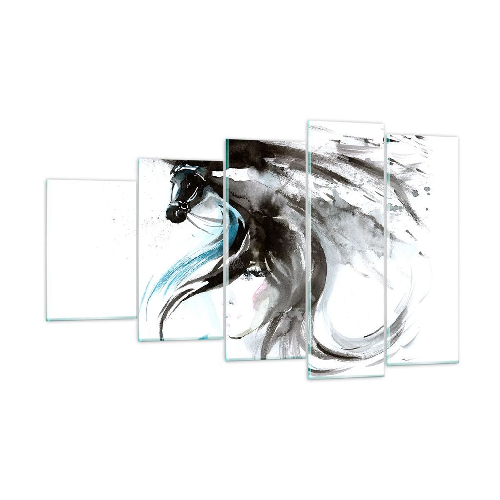 Bilder auf glas - Pferd Streifen Hengst Laufen - 100x60cm - Glasbilder - Wandbilder - Kunstdruck - zum Aufhängen bereit - Wanddekoration aus Glas ...