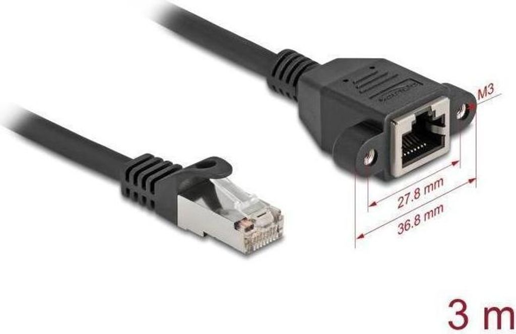 Delock Netzwerk Verlдngerungskabel S/FTP RJ45 Buchse/Stecker Cat.6A 3 m