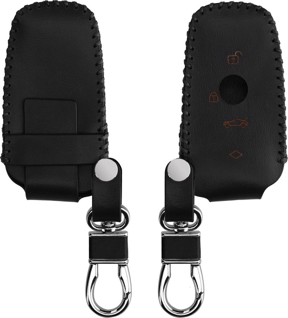 kwmobile Leder Autoschlüssel Hülle kompatibel mit BMW 3-Tasten Funk Autoschlüssel (nur Keyless Go) Schlüsselhülle - Schlüssel Tasche Schwarz