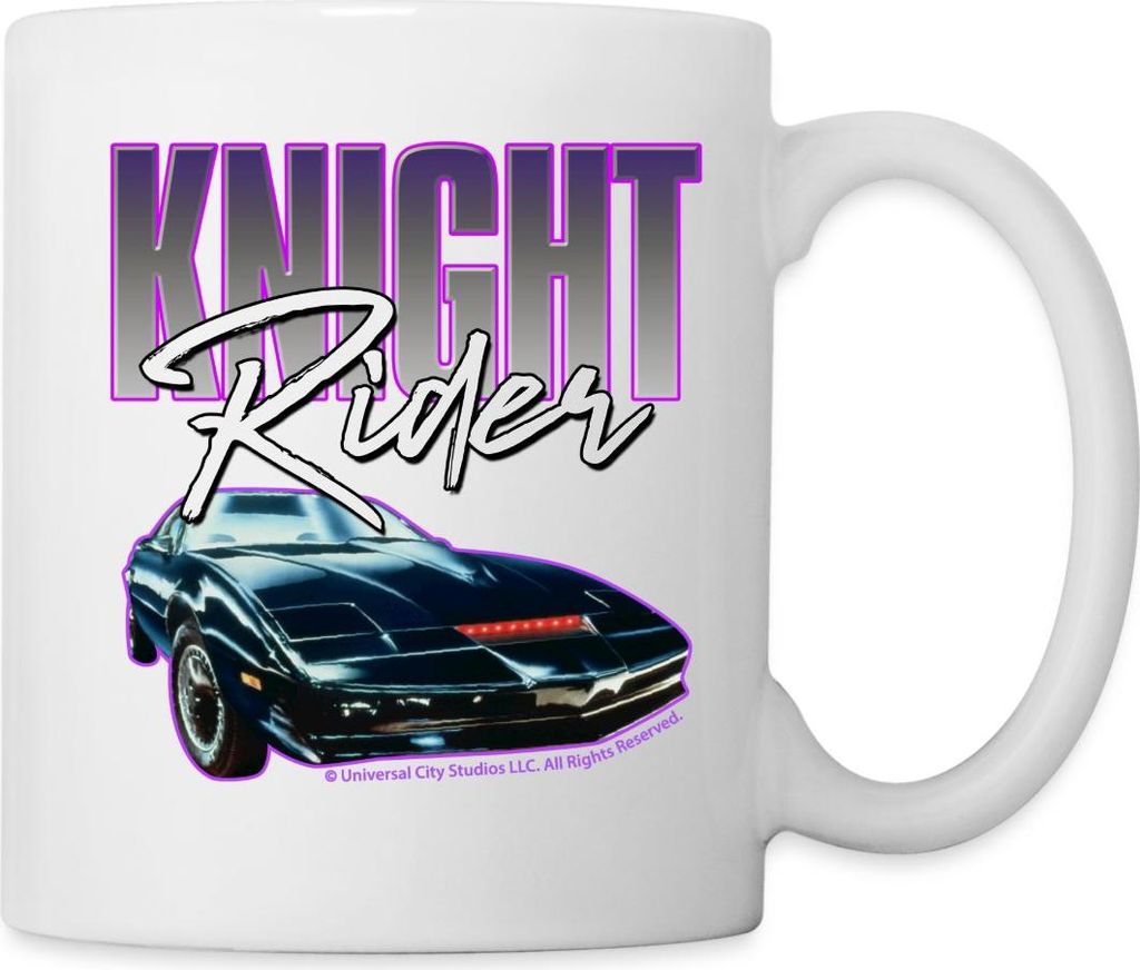 Spreadshirt Knight Rider Schriftzug Und Auto Tasse, One size, Weiß