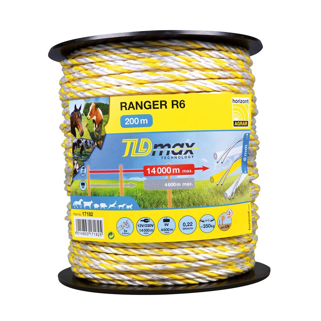 horizont RANGER Seil|Elektroseil, Weidezaunseil | Spulenlänge: 200 m