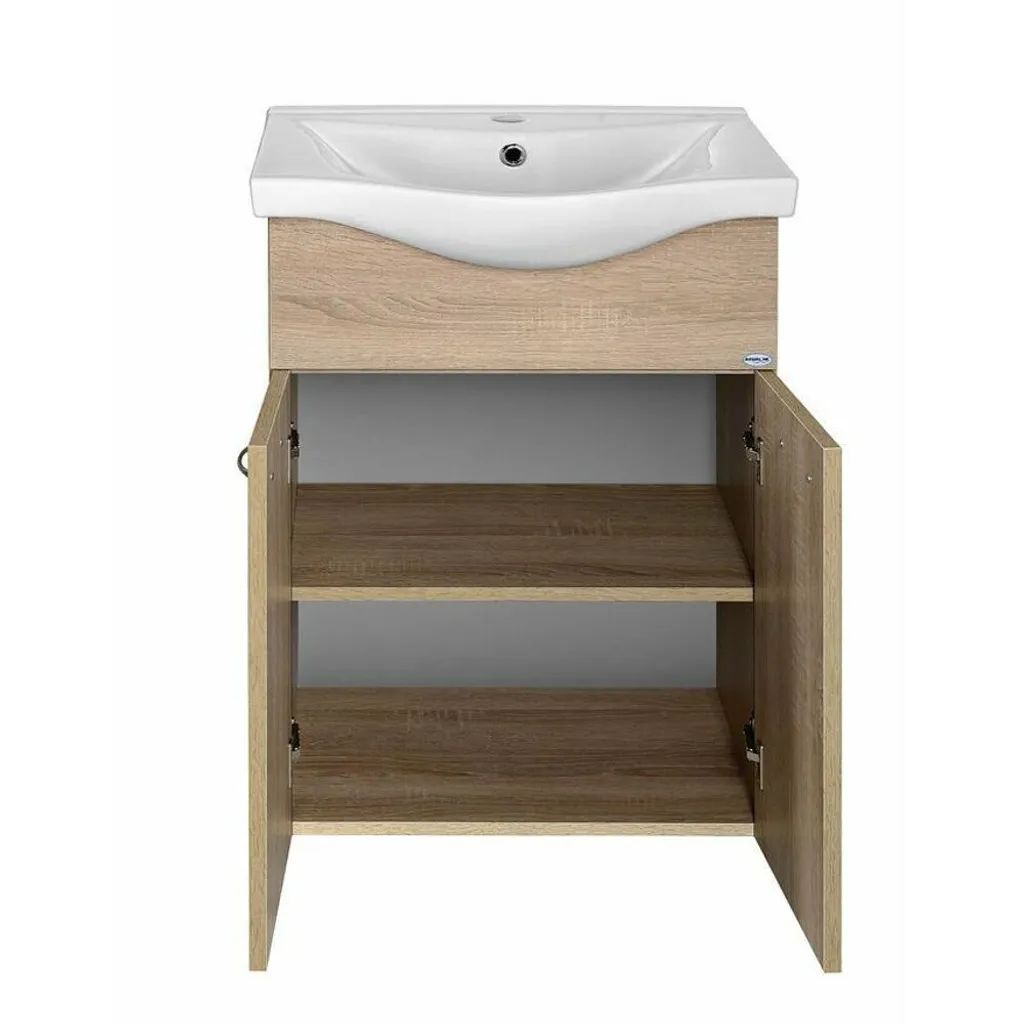 Meuble Lavabo Keramia Fresh 511x740mm Chêne Platine Finition Premium