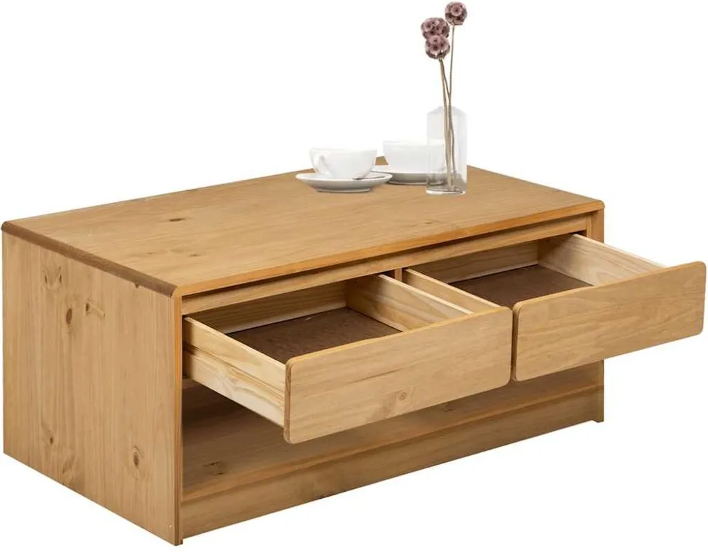 Table basse rectangulaire en bois massif SAUDA avec étagère basse - 3