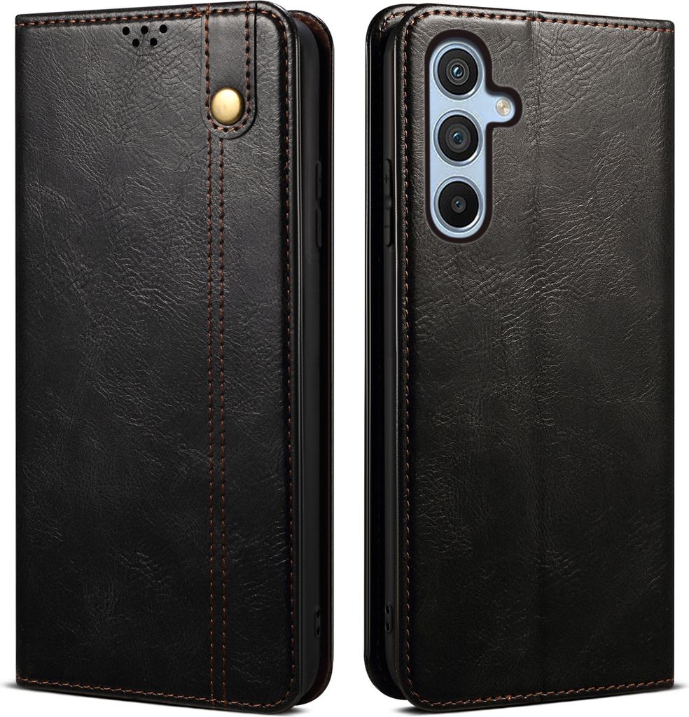 Hülle für Samsung Galaxy M35 Leder Brieftasche Schutzhülle mit Standfunktion Schwarz
