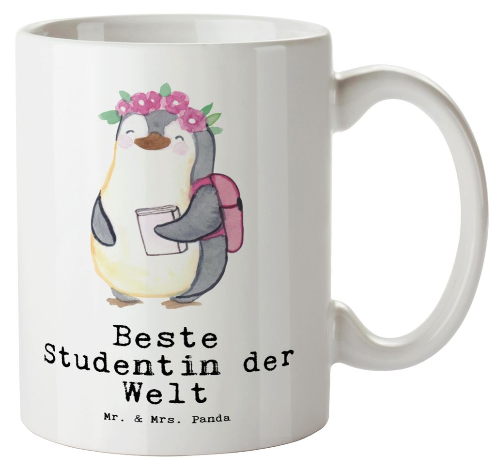 Mr. & Mrs. Panda steingut tasse Pinguin Beste Studentin der Welt - Weiß - Geschenk, Haferl, Universität, Pott, Abschluss, Große, Geschenkidee, L...