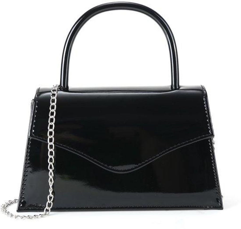 Kleine schwarze Abendtasche mit Schulterkette